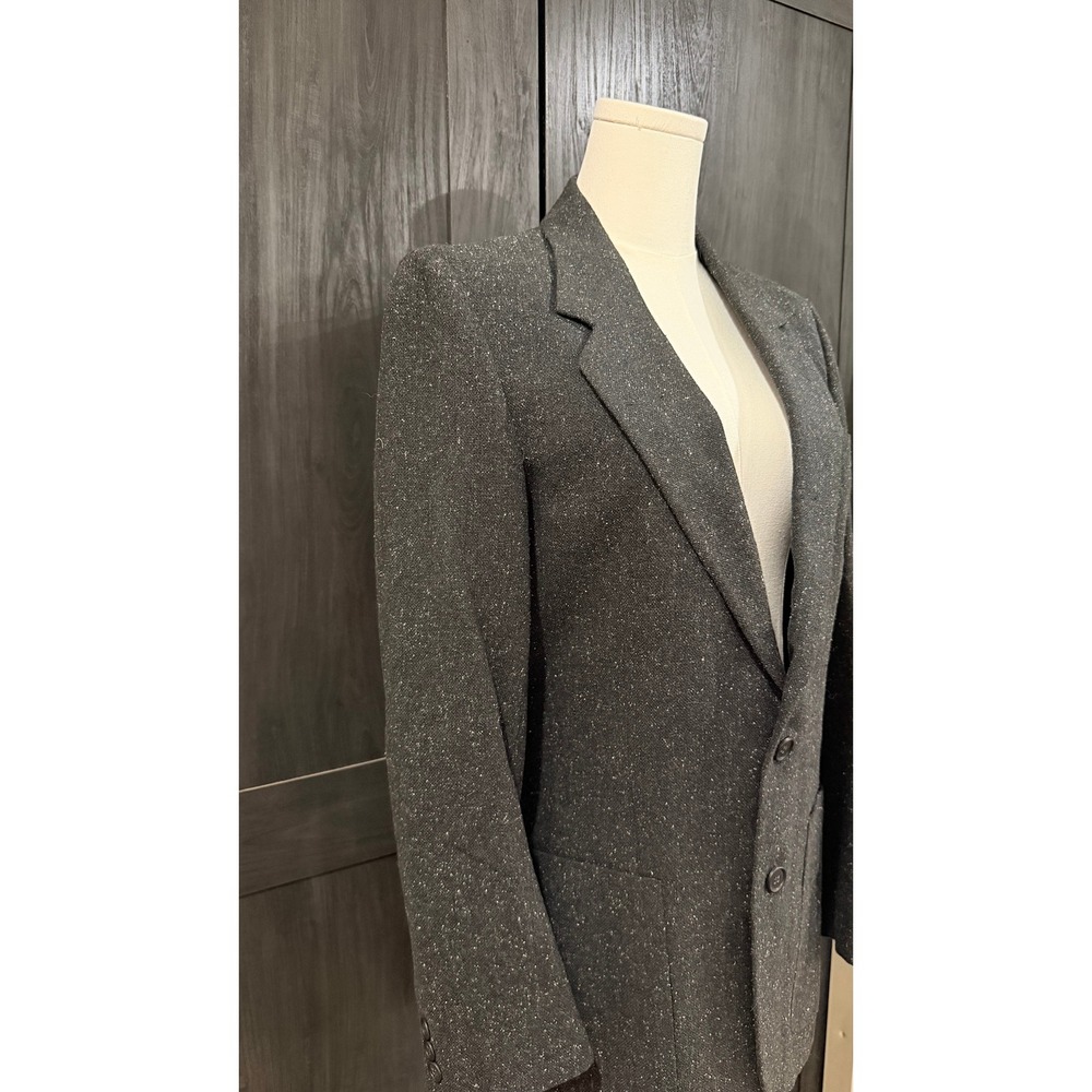Tweed Blazer Vintage Triumph ZX Charcoal‎ Grey Speckled Wool Blend Jacket Medium - Picture 3 of 5